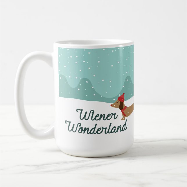 Wiener Wonderland Dachshund Gift Doxie Pappor Mamm Kaffemugg (Vänster)