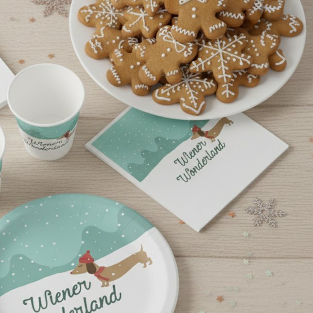 Wiener Wonderland Dachshund Jul Doxie Pappersservett (Wiener Wonderland Dachshund Christmas Doxie Napkins)
