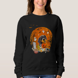 Wienerhund i månens dachshund och Halloween-muu T Shirt
