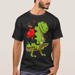 Wienershund ridande T-Rex dinosaurie T Shirt