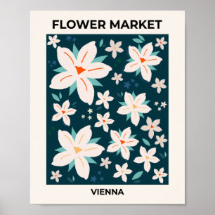 Wienflottan Blå Cream White Blommigt Poster