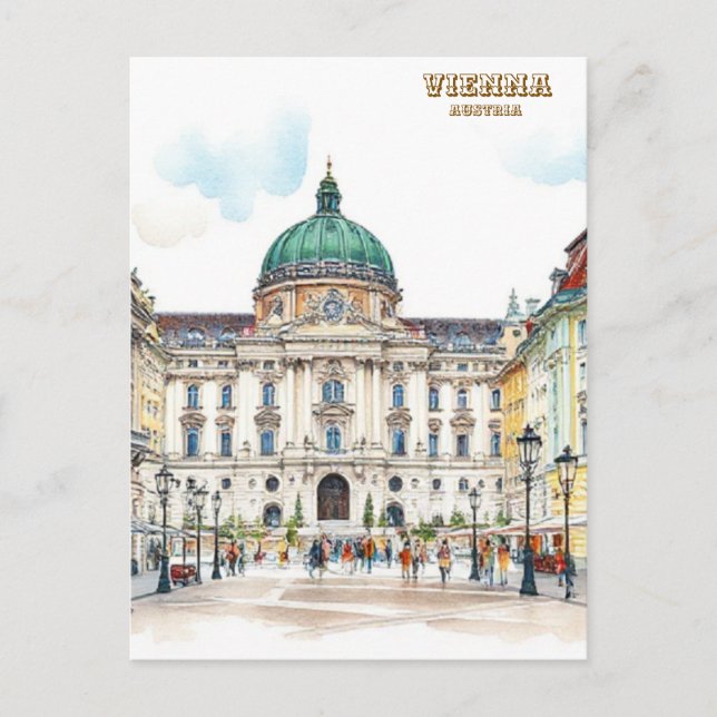 Wienösterrikisk vattenfärgsfärg vykort (Framsida)