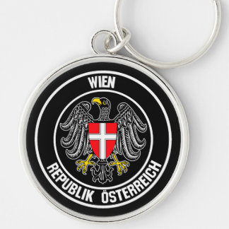 Wienrundans emblem rund silverfärgad nyckelring