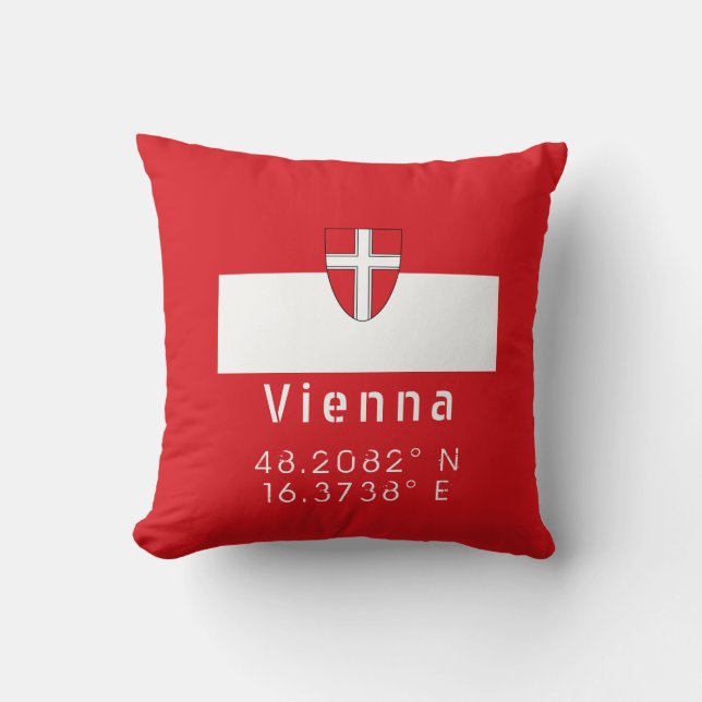 Wiens flagga & koordinater kudde (Framsida)