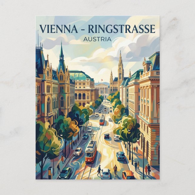 Wiens Ringstrasse Österrike Vykort (Framsida)
