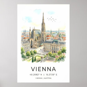 Wiens stadslandskaps konsttryck, gotisk spira och poster