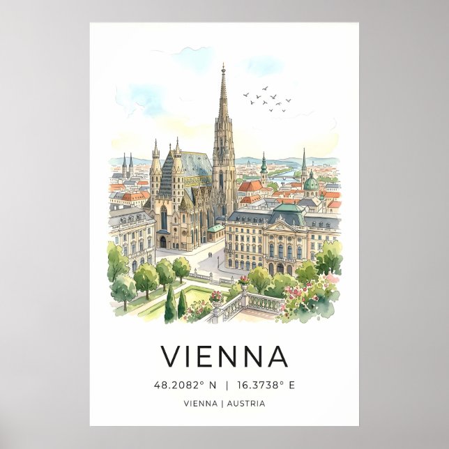 Wiens stadslandskaps konsttryck, gotisk spira och poster (Framsidan)
