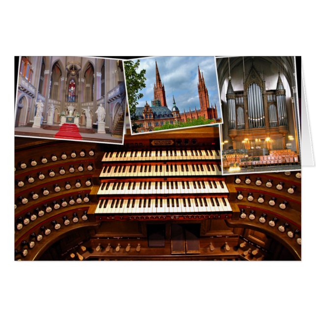 Wiesbaden orgel och Marktkirche Hälsningskort (Framsidan Horizontal)