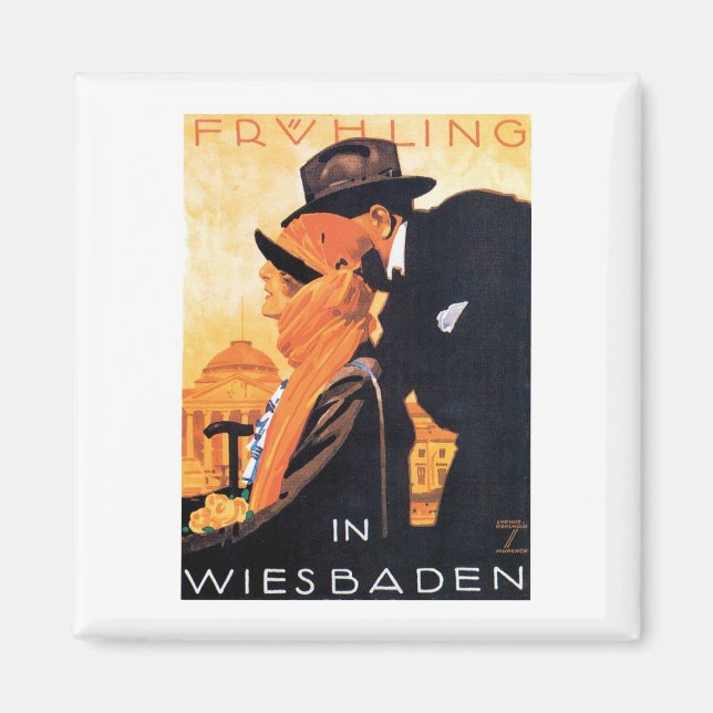 Wiesbaden Travel Poster Magnet (Framsidan)