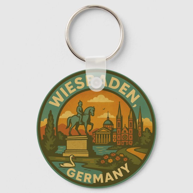 Wiesbaden Tyskland Landmärke Konst Nyckelring (Framsida)
