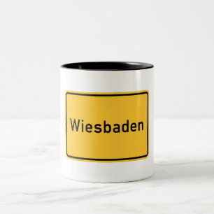 Wiesbaden tysklant vägmärke Två-Tonad mugg
