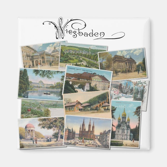 Wiesbaden: Vintage Postcards Souvenir Magnet (Framsidan)