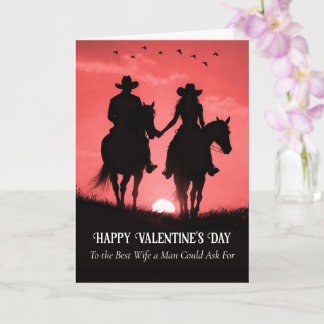 Wife Cute Happy Valentines Day Country Western Kort