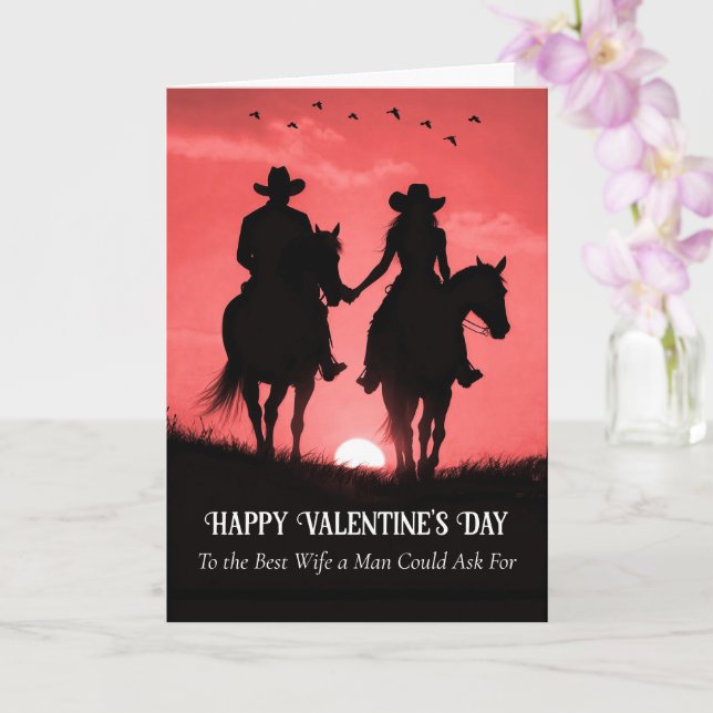 Wife Cute Happy Valentines Day Country Western Kort (Orkide)
