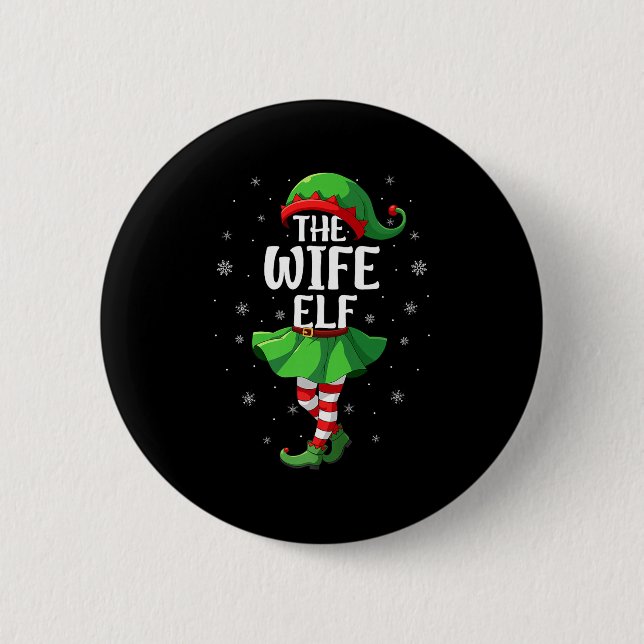 Wife Elf Christmas Girls Women Elf Squad Xmas Fami Knapp (Framsida)