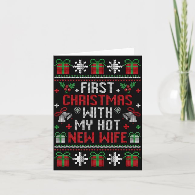 Wife Husband First Christmas Just Married Christma Kort (Framsida)