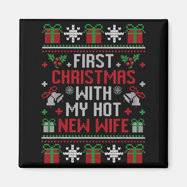 Wife Husband First Christmas Just Married Christma Magnet (Framsidan)