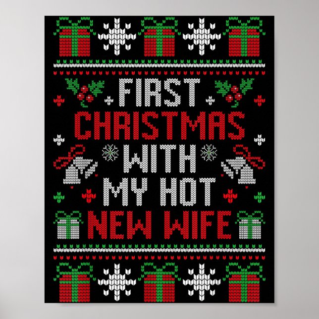 Wife Husband First Christmas Just Married Christma Poster (Framsidan)