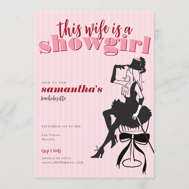 Wife Is A Showgirl Bachelorette Weekend Itinerary  Inbjudningar (Framsida)