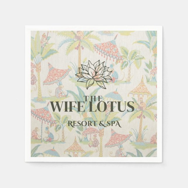 Wife Lotus Bachelorette Cocktail Napkin Design Pappersservett (Framsidan)