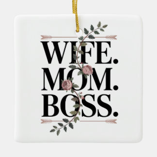 Wife. Mom. Boss. Julgransprydnad Keramik
