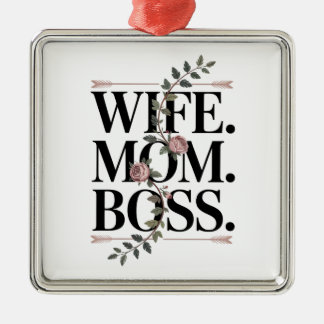 Wife. Mom. Boss. Julgransprydnad Metall