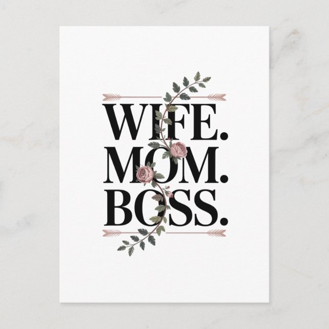 Wife. Mom. Boss. Meddelande Vykort (Framsida)