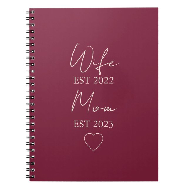 Wife & Mom Est. – Minimalist Valentine Gift Anteckningsbok (Framsidan)