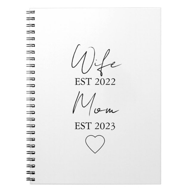 Wife & Mom Est. – Minimalist Valentine Gift Anteckningsbok (Framsidan)