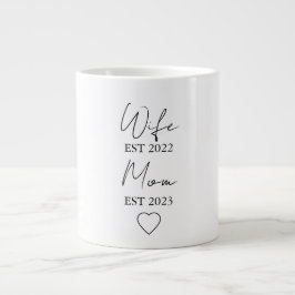 Wife & Mom Est. – Minimalist Valentine Gift Jumbo Mugg
