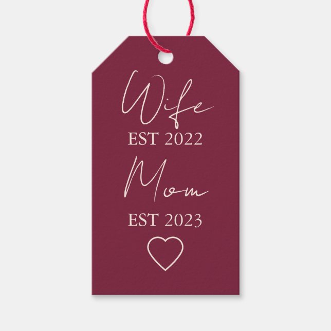 Wife & Mom Est. – Minimalist Valentine Gift Presentetikett (Framsidan)