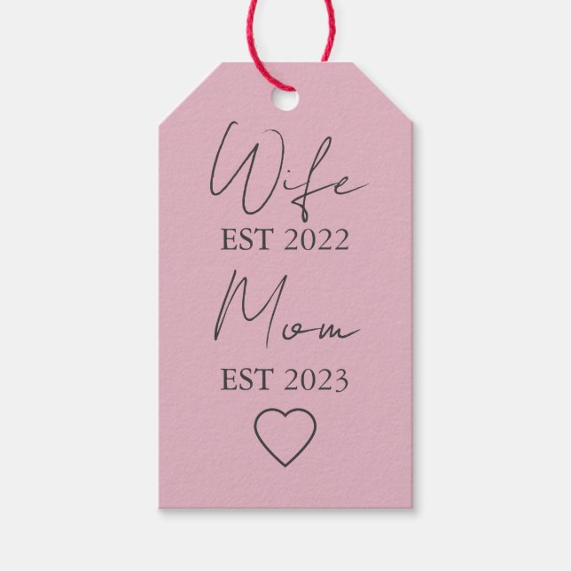 Wife & Mom Est. – Minimalist Valentine Gift Presentetikett (Framsidan)