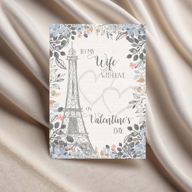 Wife Romantic Valentines Day Eiffel Tower Kort (Skapare uppladdad)