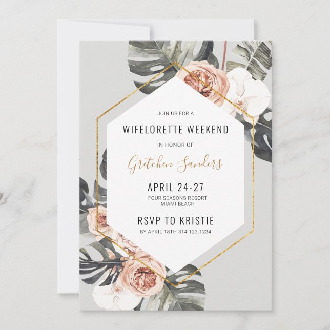 Wifelorette Party Beach Helg Itinerary Inbjudningar (Framsida)