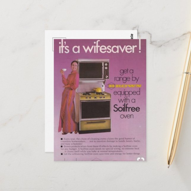“Wifesaver” Retro Ugnsannons Vykort (Fram/Back In Situ)