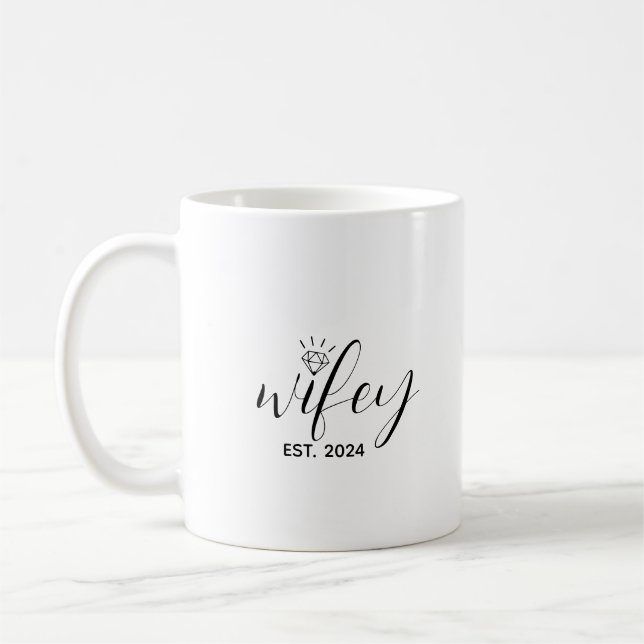 Wifey Anpassningsbar EST-årsdagen Bröllop Kaffemugg (Vänster)