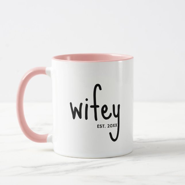 Wifey Anpassningsbar par Mugg Bröllop Mugg-årsdag  (Vänster)
