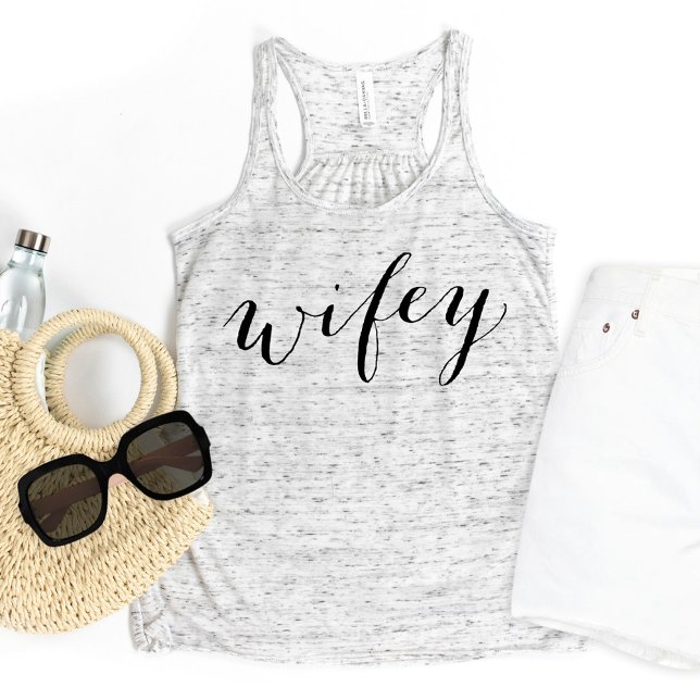 Wifey Black Modern Script Grått Womens Linne Med Racerback (Skapare uppladdad)