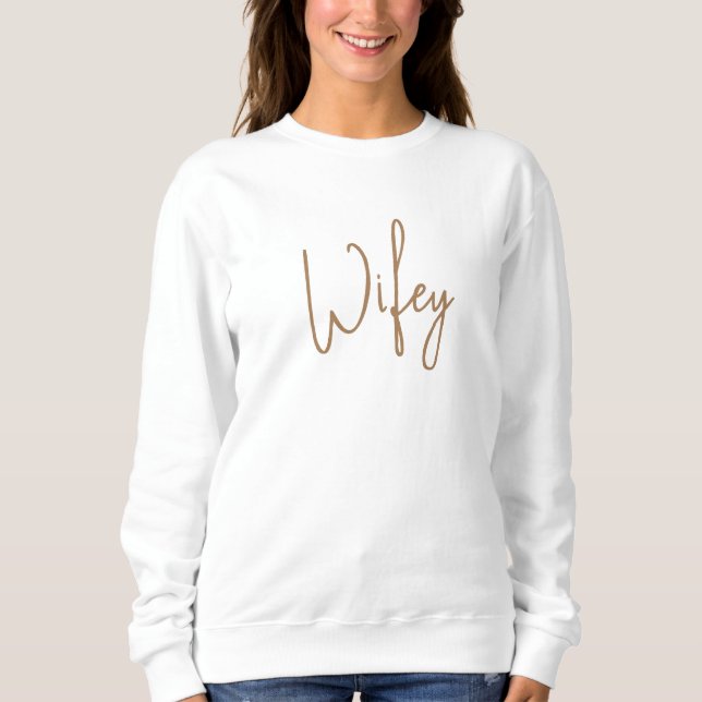 Wifey Bride-årsjubileum Typografi T Shirt (Framsida)