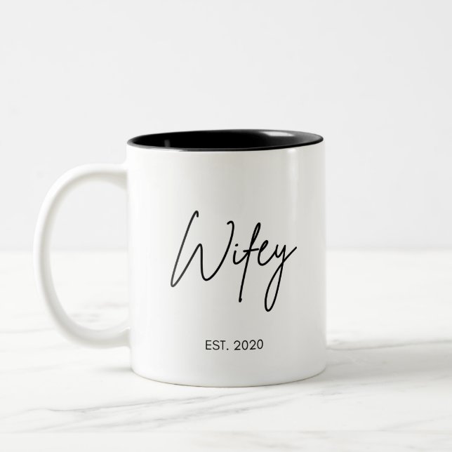 Wifey Coffee Mugg, Anpassningsbar Wifey Coffee Mug Två-Tonad Mugg (Vänster)
