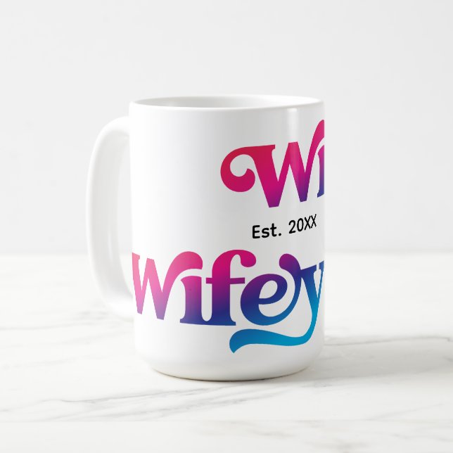 Wifey Couple Bröllop-Anpassningsbarna på årsdagen  Kaffemugg (Framsida vänster)