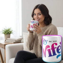 Wifey Couple Bröllop-Anpassningsbarna på årsdagen Kaffemugg