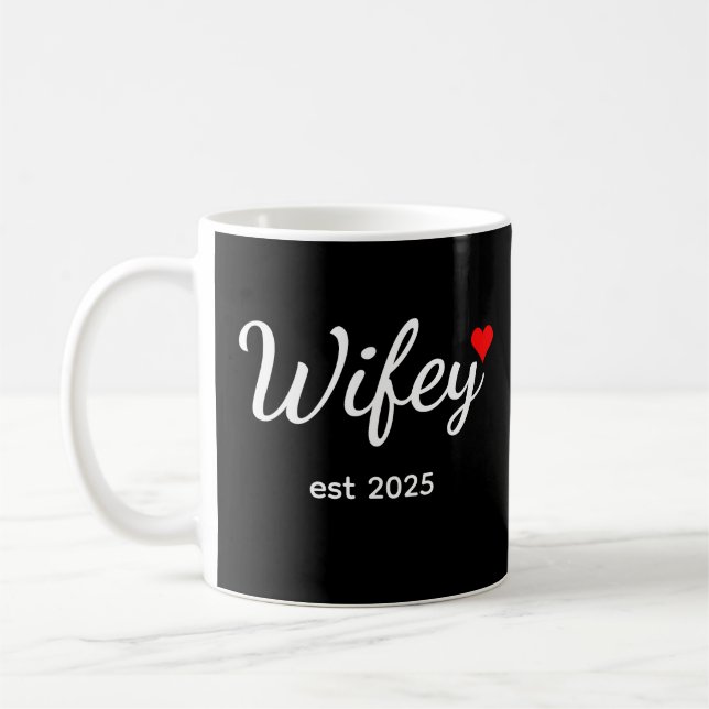 Wifey Custom Date Bride, Fiance Gift Kaffemugg (Vänster)