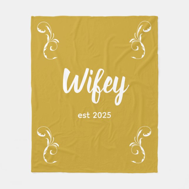 Wifey Custom Gold Bride, Fiance Gift Fleecefilt (Framsidan)