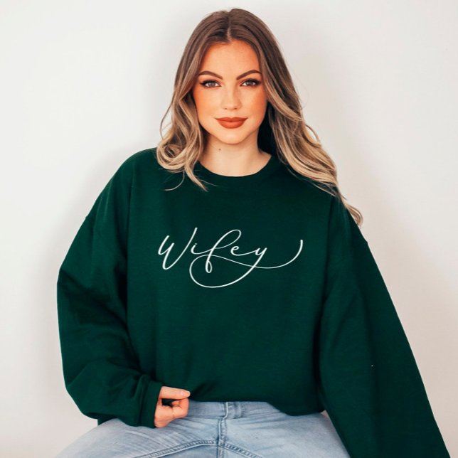 Wifey Cute Script Newlyged Sweatshirt T Shirt (Skapare uppladdad)