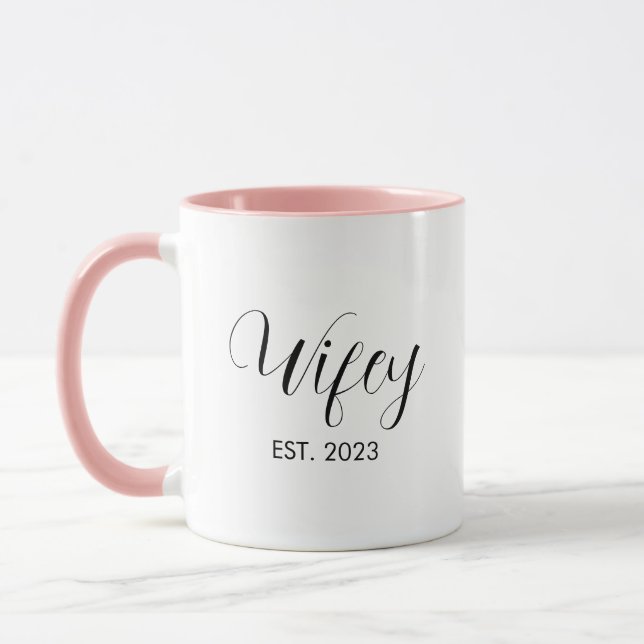 Wifey Elegant Black Script White Women Mugg (Vänster)