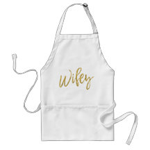 Wifey Faux Gold Foil Apron Bröllop Gift
