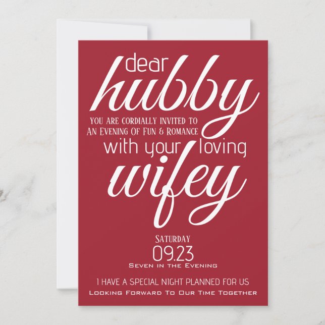 Wifey frågar ut Hubby Inbjudningar (Framsida)