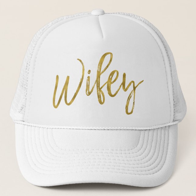 Wifey Gold Foil and White Truckerkeps (Framsida)