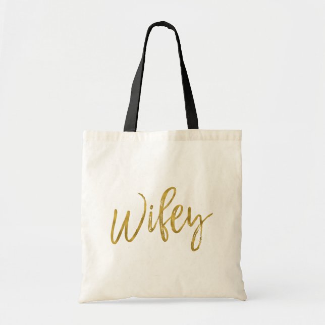 Wifey Gold Foil Birthday Tote Bag Tygkasse (Framsidan)